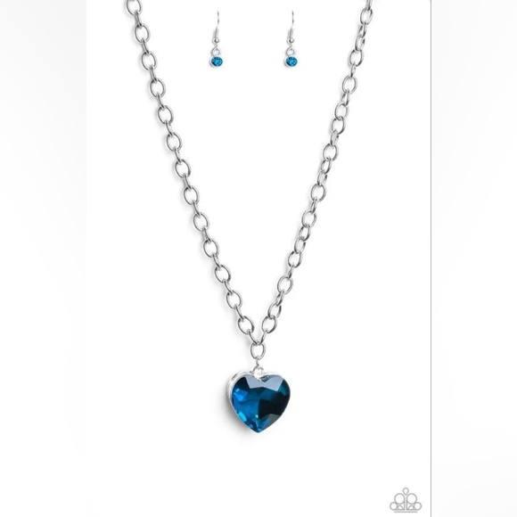 Jewelry - Paparazzi Silver Necklace with Blue Heart Pendant